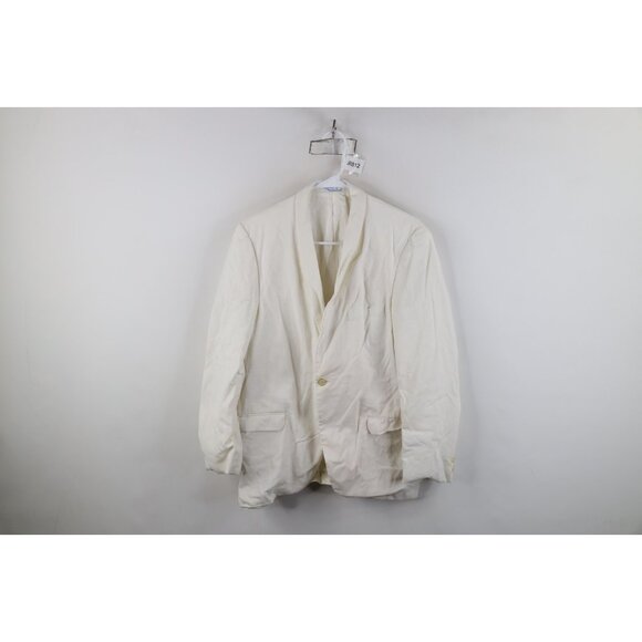 Vtg 50s Rockabilly Mens 38R Rayon Gabardine Tuxedo Prom Suit Jacket White USA